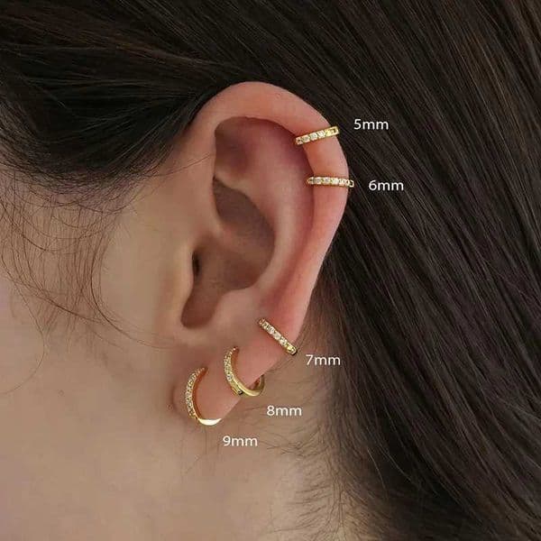 2PC/Set Stainless Steel Minimal Hoop Earrings Crystal Zirconia Small Huggie Thin Cartilage Earring Helix Tragus Piercing Jewelry XJ250718