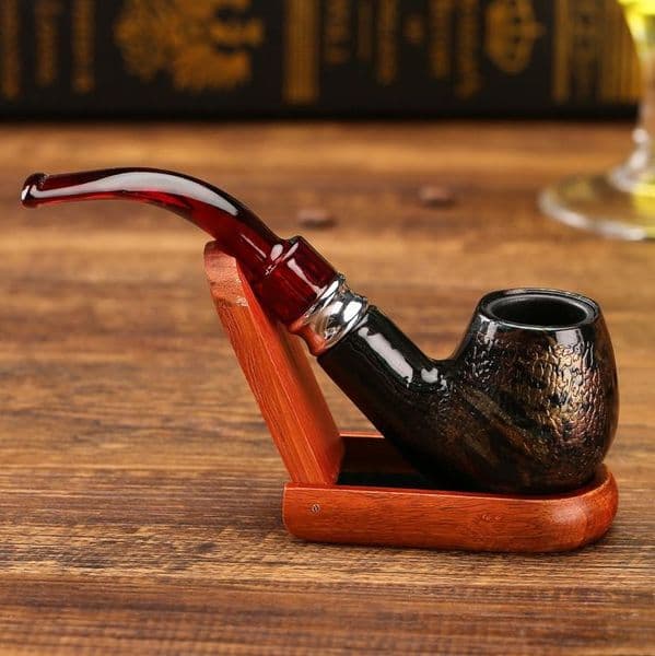 Hookahs Acrylic curved handle wooden pipe