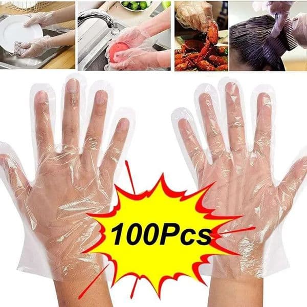 100pcs Disposable Gloves Plastic Gloves Transparent Eco-friendly Cleaning Gloves For DIY Cooking Kitchen Accessories 250714