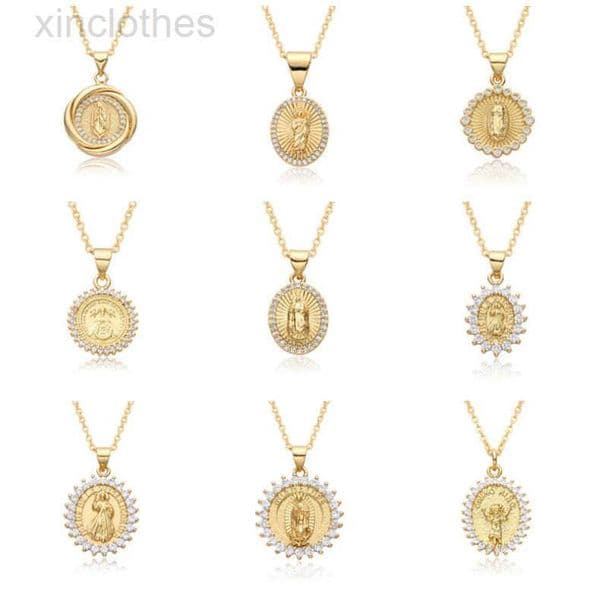 Jewelrys 20Style Pendant Necklaces Virgin Mary Women Religious Rhie Necklace Amulet Gold Plated Jewelry Gifts