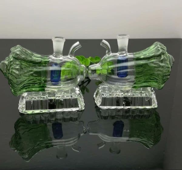 Smoking Pipes Chinese cabbage glass cigarette kettle with color belt base