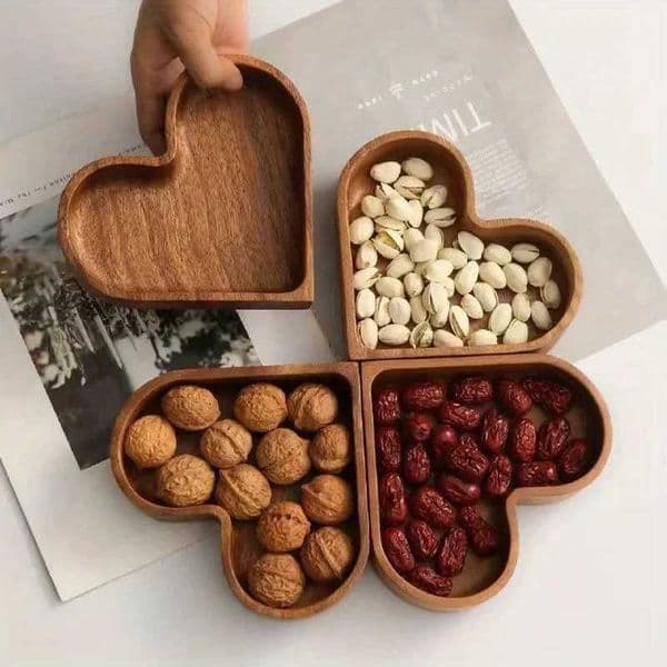 Heart Shaped Plates Dessert Trays Sushi Serving Tray Candy Dishes Decorative Wooden Pallets Decorate Valentines Day Candy Dish X250721