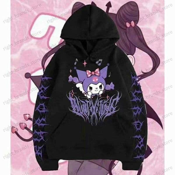 New high street dark Gothic Hoodie Kuromi Hoodie mens and womens top T250721