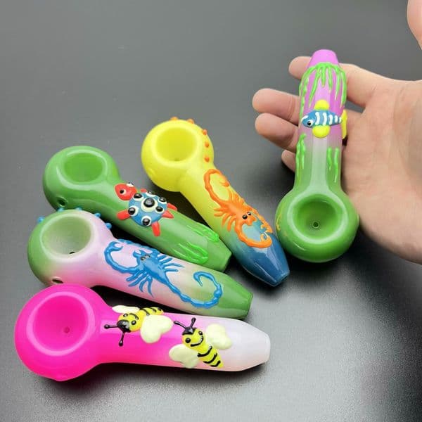 Pipes Smoking hookah Oil Burner Pipes Smokings Glass Bowl Classic color printed pattern luminous glass oversized glass pipe