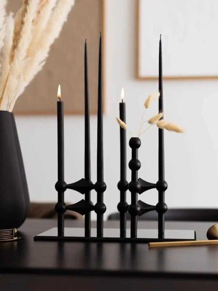 Black Candlestick Metal Molecular Structure Candle Holder Centerpiece Living Room Decoration Gift Home Decor Candelabra W250721