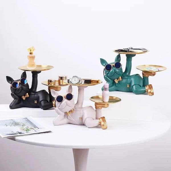 Home Decor Bulldog Desktop Storage Statue Animal Sculpture Dining Table Decor Multi-Functional Office Home Decoration Tray Decor X250721