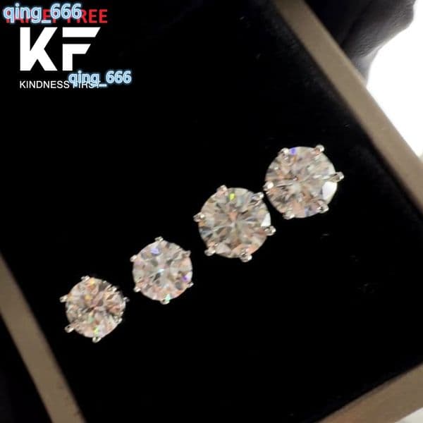 Wholesale Pass Diamond Tester Round Vvs Moissanite Jewelry 0.5ct 1ct 2ct Moissanite Stud Hip Earrings