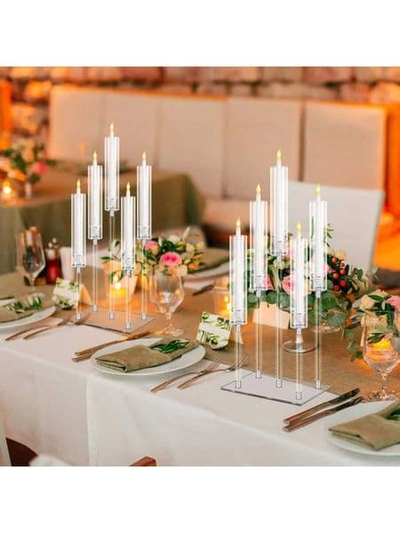 5-Arm Clear Acrylic Candelabra Centerpieces Candelabra Candle Holder Crystal Taper Candlestick W250721