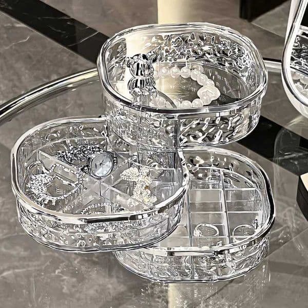 Rotating jewelry storage high-end exquisite new hairpin hair band necklace stud earrings dust box X250721