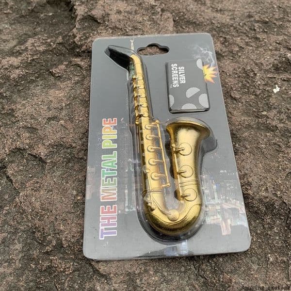 Metal Pipe Set Kit Big Large Saxophone Trumpet Speaker Sax Shape Tobacco Pipes Smoking Herb Cigarette Pipe with Screens Mesh Filter