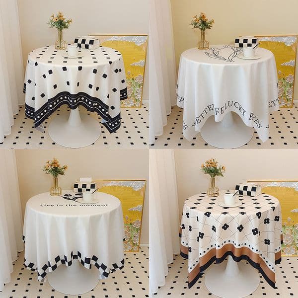 VIKAMA INS Light Luxury High Feeling Tablecloth Vintage Checkerboard Rectangular Dining Coffee Table Top Picnic Cloth Washable