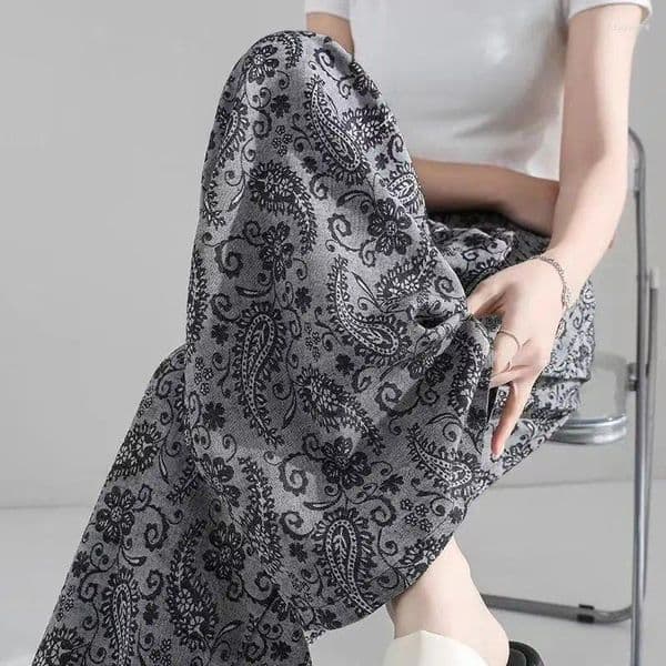 Women's Pants Retro Jacquard Wide-leg For Women Summer 2025 Collection Lazy High-waisted Drape Loose Straight-leg Slimming