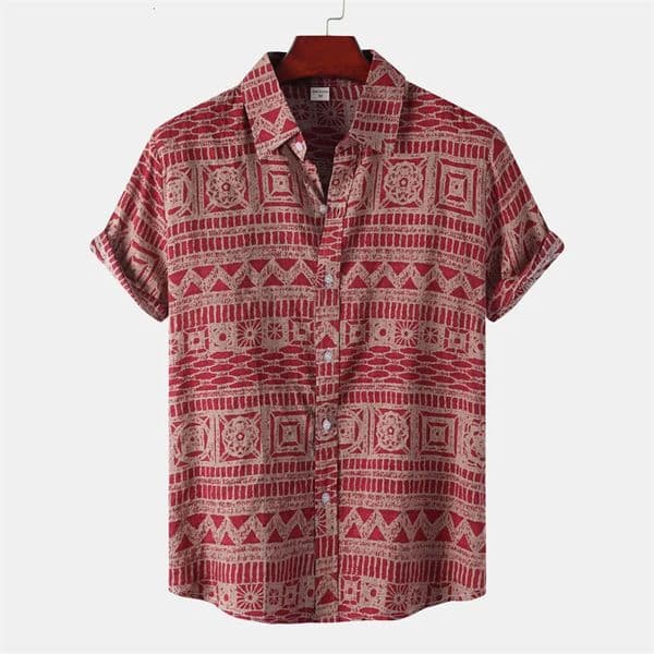 Retro Geometric Texture 3d Print Hawaiian Shirt Men Summer Short Sleeves Tops Beach Harajuku Street Lapel Blouse Male Clothes 250717BANJIA