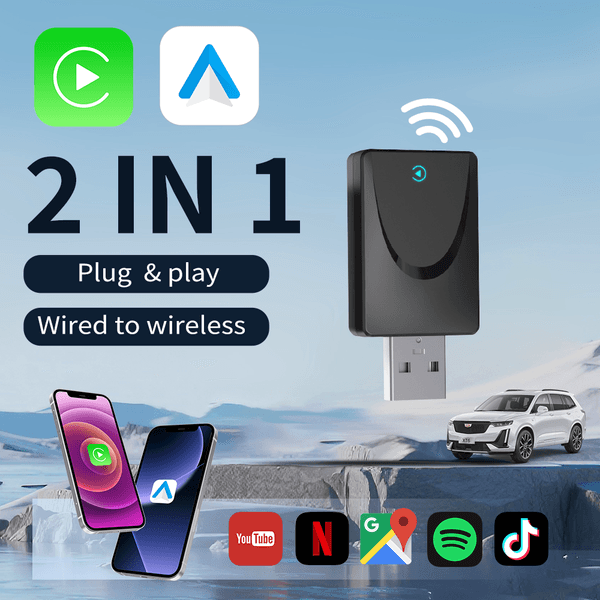 2026 New Upgrade Wireless Carplay Android AI outdoor Box Plug & Play Auto Connect 2In1 Cars Watch Netflix Youtube In Car 5G Wifi HD For K1 Free Shipping