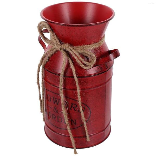 Vases Retro Milk Jug Iron Vase Metal Vintage Pot Planter Rustic Flower Bucket Decorative Home Office Garden Desktop