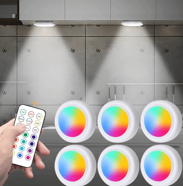 LED Under Cabinet Light with Remote Control Wireless RGB Color Changing Night Light for Kitchen Bedroom Closet Counter Wall lamp