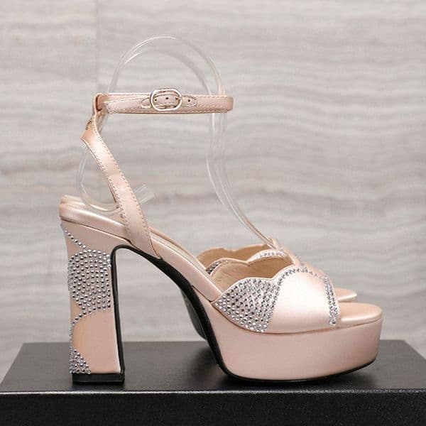 Top quality platform heel sandals Ankle strap buckle Pumps chunky high Heels sandal womens Luxury Designers dress shoes Heeled Evening party shoes 35-42