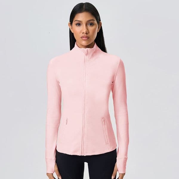 Women New Zipper Jacket Quick-Drying Yoga Outfits Long-Sleeve Thumb Hole Training Running Jacket Women Slim Fitness Coat