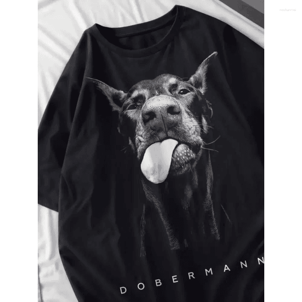 Men's T Shirts Du Binquan T-shirt Dog Print Shirt Round Neck Casual Soft Short Sleeve Street Comfortable