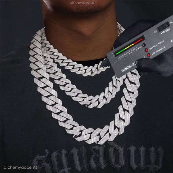 High Quality Sterling Sier Cuban Chain Men's Necklace 6-20mm VVS Silicon Stone Ice Jewelry