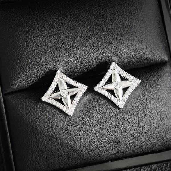 Silver - Tone Geometric - Shaped Stud Earrings With Rhinestone Accents Stylish Party Jewelry And Gift For Her High Quality And Sparkling Jewelry Boutique Gift