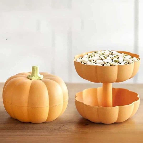 Pumpkin Shaped Fruit Plate Halloween with Lid Home Living Room Coffee Table Candy Box Removable Snack Organizer Serving Tray X250721