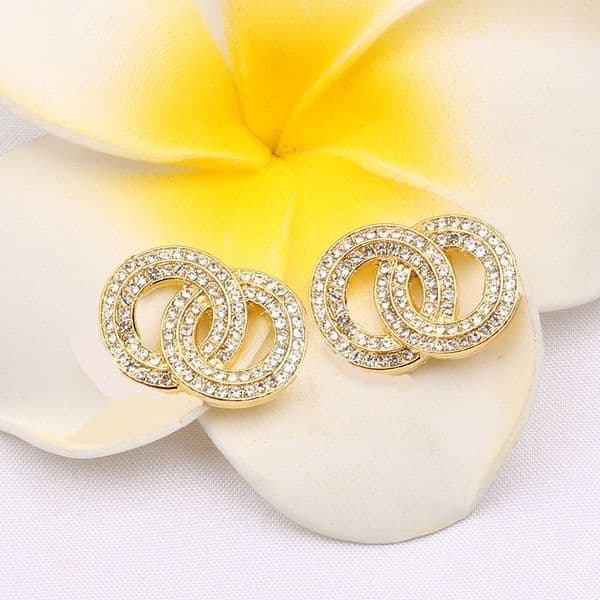 Designer Earings Double Letters C Diamond Stud Earrings Luxury Women Jewelry Accessories Loves Gift 14 Style