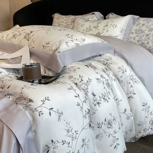 Luxury Digital Printing Flowers and Plants Bedding Set Lyocell Eucalyptus Fiber Soft Silky Duvet Cover Bed Sheet Pillowcase 4Pcs XJ250619