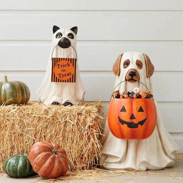Halloween Dog Elf Candy Bowl Ornament Pumpkin Festival Party Decoration Gift Home Storage Supplies Halloween Decors Accessories 240819