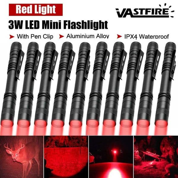 Mini Portable LED Pen Light Red Light Pocket 1 Mode Mini Handheld Torch Flashlight Linterna Torch For Camping Outdoor Emergency Z250722