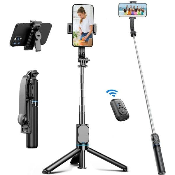 C01 Wireless Selfie Stick Tripod Stand with Bluetooth Remote 42" Extendable Phone Tripod for iPhone Samsung Huawei Video Recording