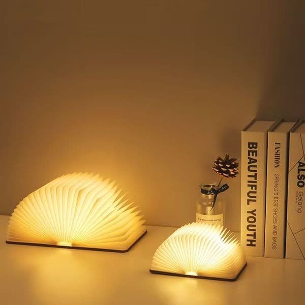 Ornaments Creative paper book lamp folding pocket-sized wooden cover Dupont paper pages book LED night light