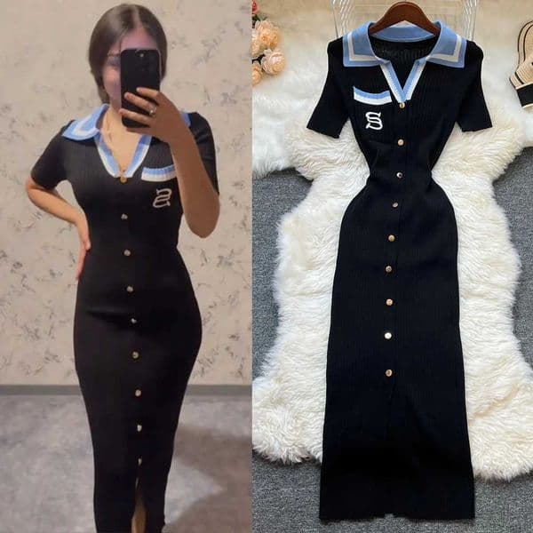 YuooMuoo Brand Fashion Summer Knitted Dress Women 2025 New Y2K Embroidery Long Bodycon Sweater Dress Streetwear Lady Vestidos Z250722