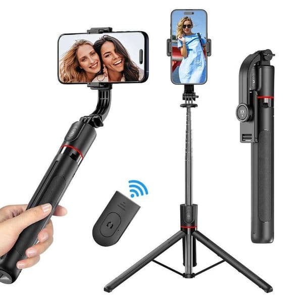 F15 Selfie Stick Tripod With Bluetooth Remote, 6-Section Extendable Pole, 360° Rotation, Fill Light Option, For Phone Vlog