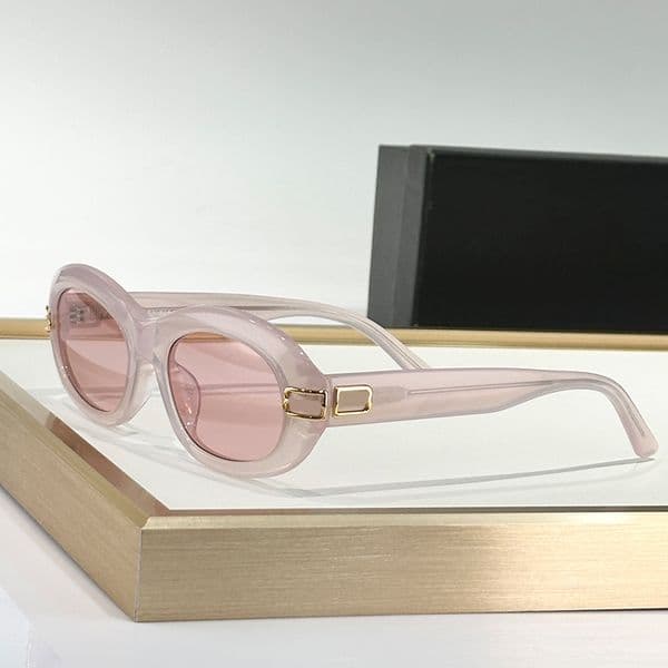 Designer Casino Round Sunglasses For Women in Transparent Acetate pink Lenses Luxury Brand Sunglasses Street Shooting Leisure Vacation Dance Party Glasses BB0431
