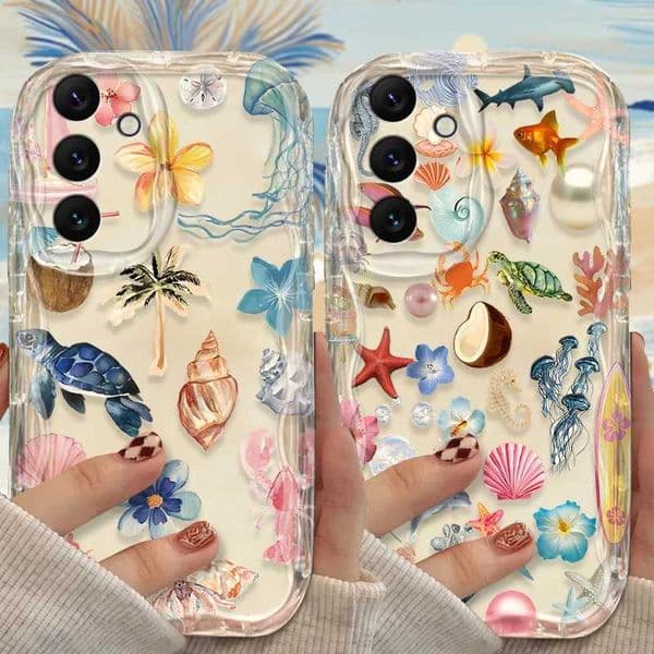 3D Case For Galaxy S25 S24 Ultra S23 S22 S21 Plus FE A56 A36 A26 A16 A06 A15 A25 A35 A55 5G Color Flower Marine Organism Z250723