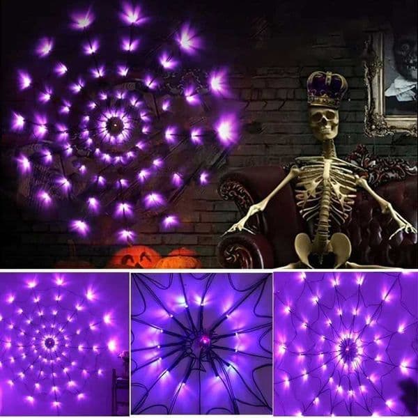2025 Halloween LED Light String Ghost Festival Decoration Ghost House Party Decoration Atmosphere Light Spider Web Colorful Light X2507241