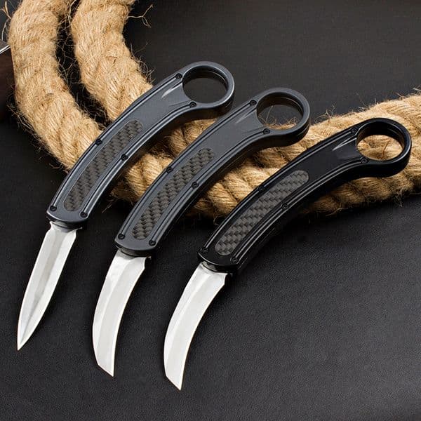 Top knife Quality H1084 Tactical Claw Knife 440C Satin Blade Zinc aluminum Alloy Handle Outdoor Camping Hiking Survival Karambit Knives with Nylon Bag