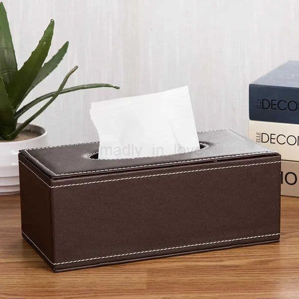 PU Leather Tissue Box Cover Desk Makeup Cosmetic Organizer Remote Controller Phone Holder Home Office Tissue Paper Napkin Holder M250724