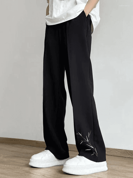 Men's Suits Embroidery Pocket Man Pants Office Thin Casual Fashion Korean Style Clothes Vintage Luxury Up Suit Trousers For Men