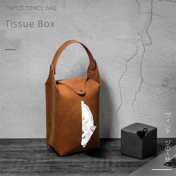 Retro PU Leather Tissue Box Portable Hanging Car Tissue Bag Home Living Room Decoration Box Kitchen Desktop Nordic Storage Box M250724