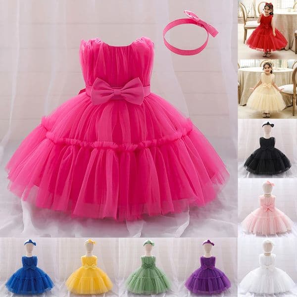 Infant Baby 1st Birthday Baptism Dresses For Girls Kids Elegant Wedding Party Princess Dress Tulle Toddler Girl Summer Clothes 250715