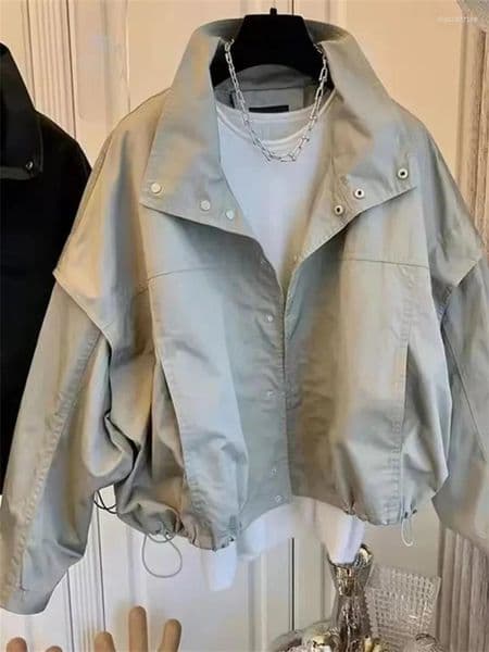 Women's Jackets Fashion Loose Short Jacket 2025 Spring Autumn Single Concealed Button Windbreaker Female Basic Windproof Outwear
