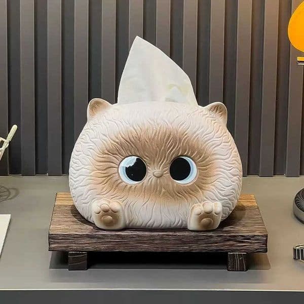 ute Cartoon Siamese Cat Tissue Box Living Room Desktop Ceramic Tissue Box High-end Home Decoration Creative Napkin Box M250724