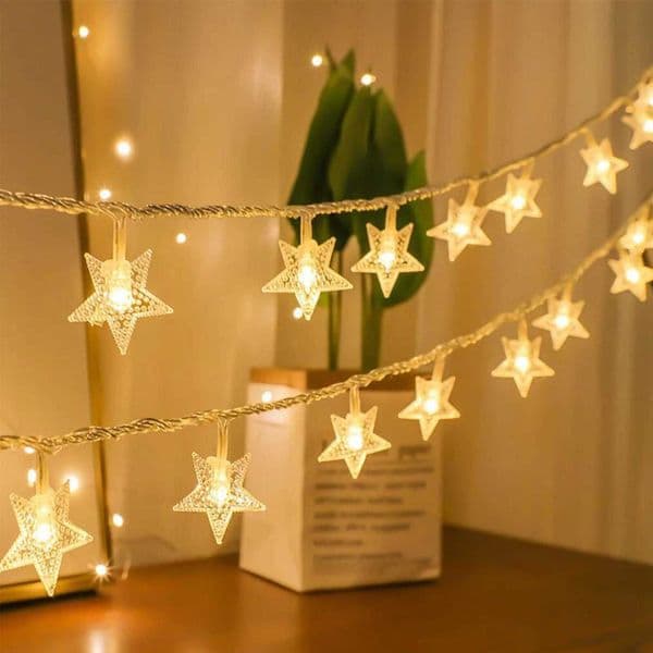 32.8ft 100 LEDs Star String Lights Twinkle Fairy Lights for Holiday Wedding Party Christmas Tree Battery Operated Warm White X250724