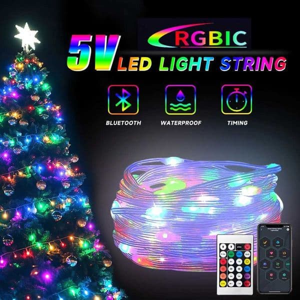 5/10M Fairy Light String LED String Light Bluetooth RGBIC Christmas Light String for Bedroom Garden Party Christmas Decoration X250724