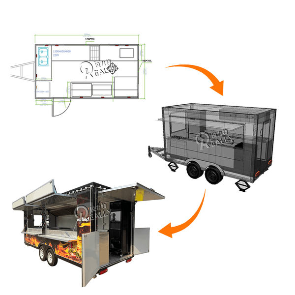 Concession Food Trailer Fully Equipped Mobile Hot Dog Truck BBQ Food Van Kitchen Catering Trailer with Sink and Storage