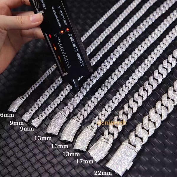 Hot-sale 6mm Ced Out Dia Chain Necklace S Sier VVS Moissanite Cuban Link Fine Jewelry Necklaces for Men Women