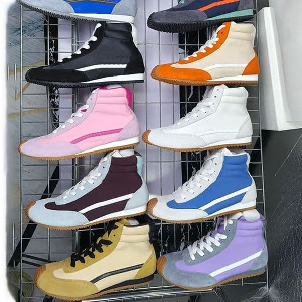 Running Ballet Nylon Calfskin Shoes Designer High Top Sports Shoes Women Men Fashion Casual Sneaker Rubber Nonslip Soles 888