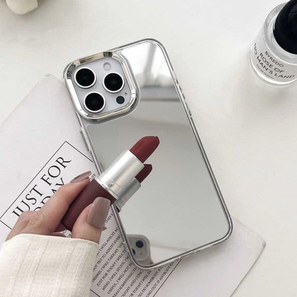 Plating Makeup Mirror Phone Case For iPhone 16 15 14 13 12 11 Pro Max XR X XS Hard Acrylic Shockproof Bumper Cover R250724